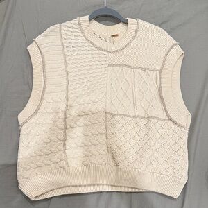 Free People Cream Knit Sweater Vest